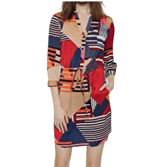 Diane Von Furstenberg Freya Silk Blend Colorful Abstract Shift Dress Women’s 8 - Picture 1 of 15